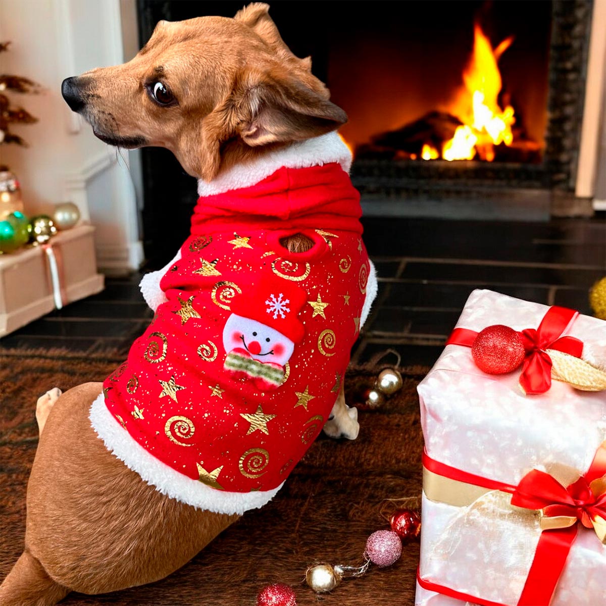 Disfraz Para Mascotas Muñeco de Navidad Traje Navideño Perro Gato DPMNMVE