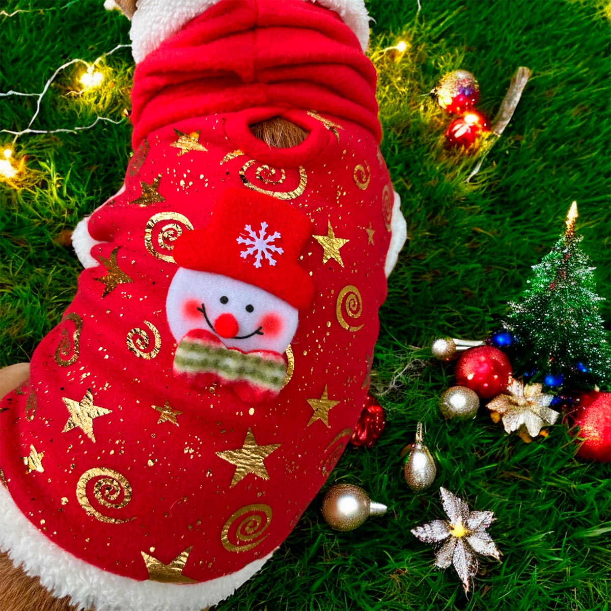 Disfraz Para Mascotas Muñeco de Navidad Traje Navideño Perro Gato DPMNMVE