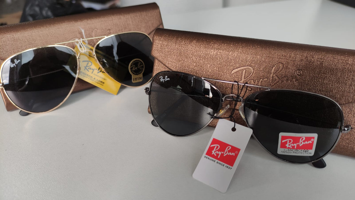 KIT GAFAS RAYBAN X2 (DOS GAFAS RAYBAN TIPO PILOTO + ESTUCHES DE LUJO UNISEX)