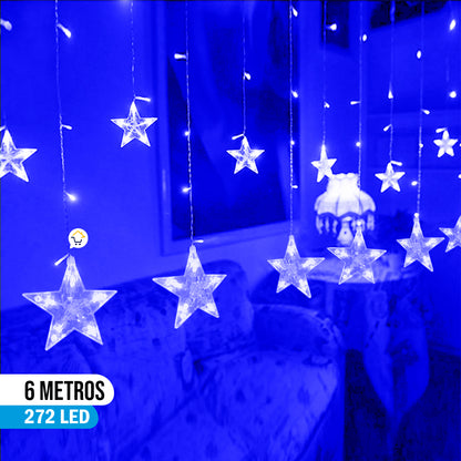 Luces Led Estrella X272 LED Cortina Luces 6m Navidad Azul H1801TCAZ