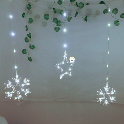 Luces Led Estrellas Y Copos 470 Luces 6m Navidad Blanca 1632A